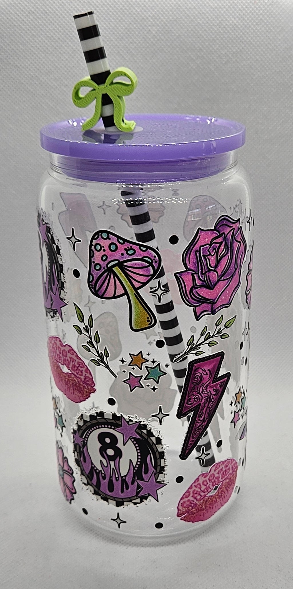 Purple 8-ball and Rose 16oz Tumbler