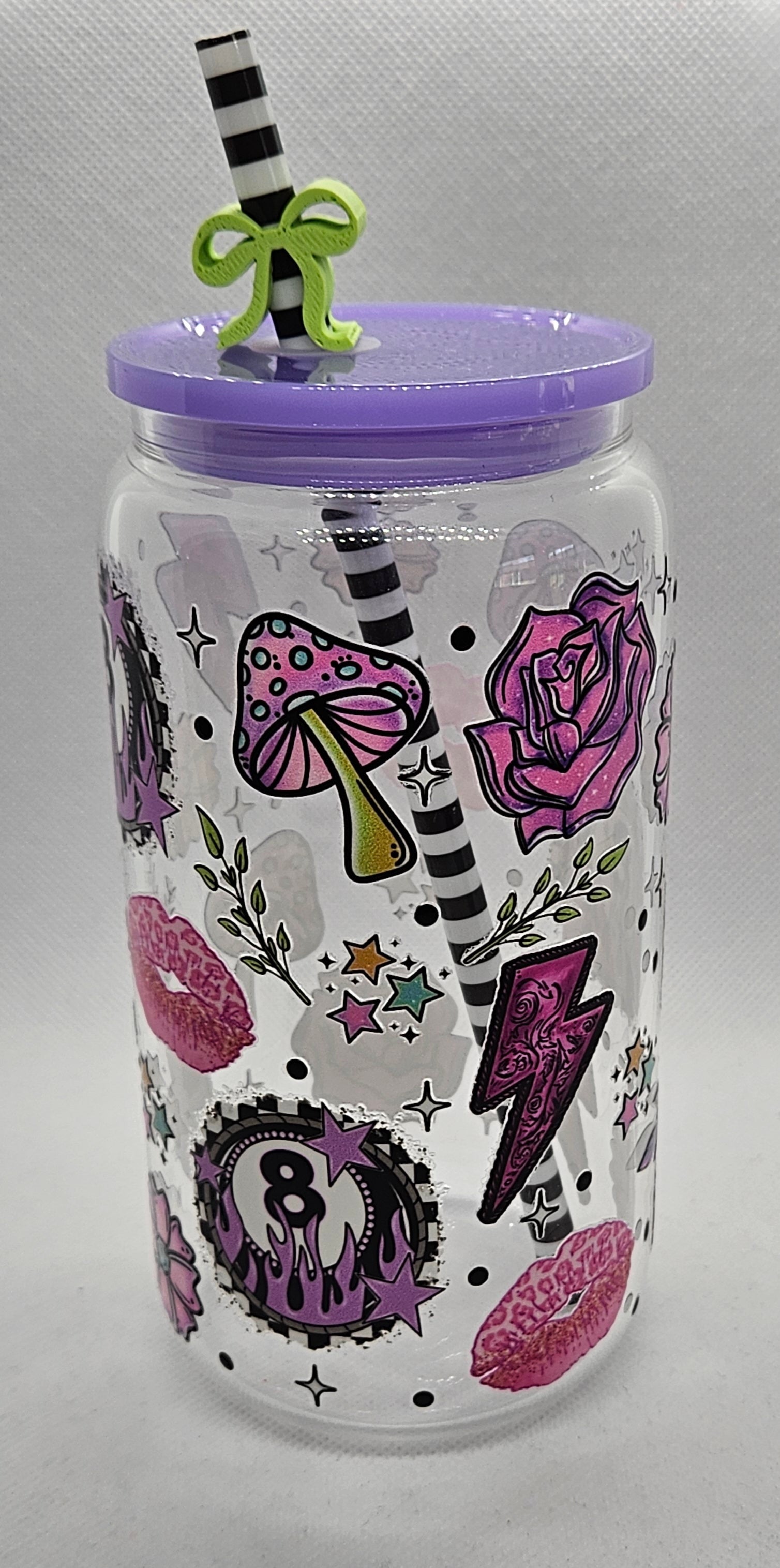 Purple 8-ball and Rose 16oz Tumbler