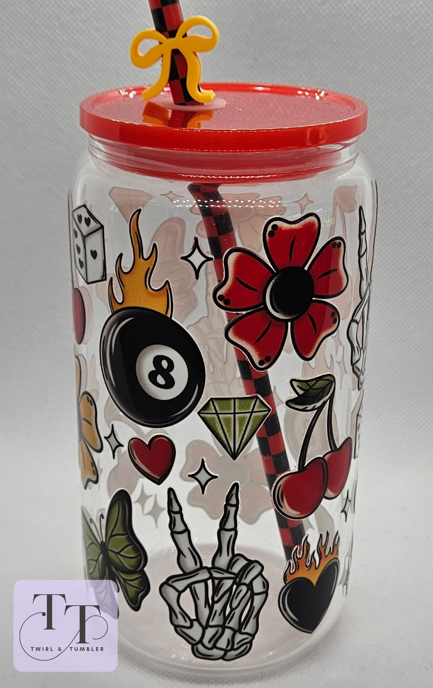 Skelly Peace Sign and 8-ball 16oz Tumbler