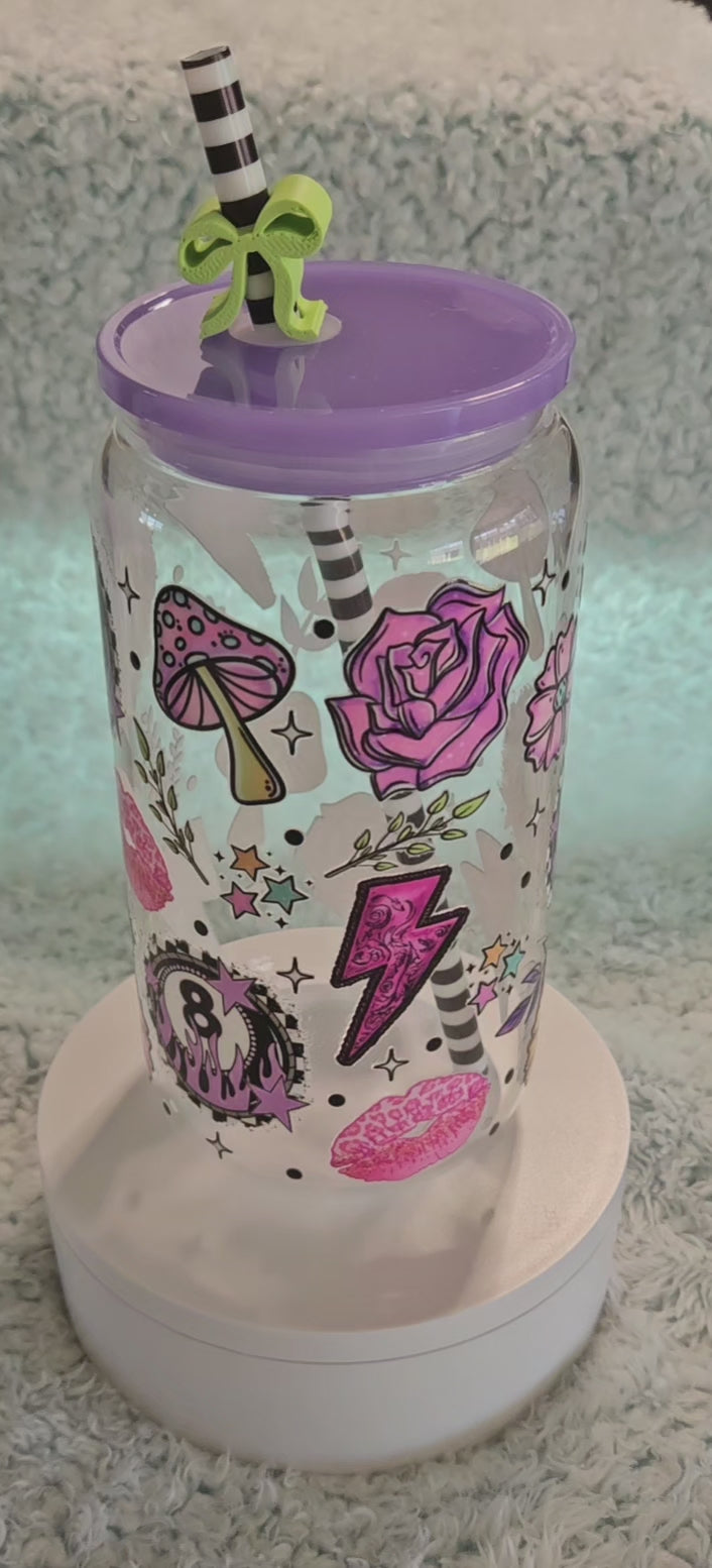 Purple 8-ball and Rose 16oz Tumbler