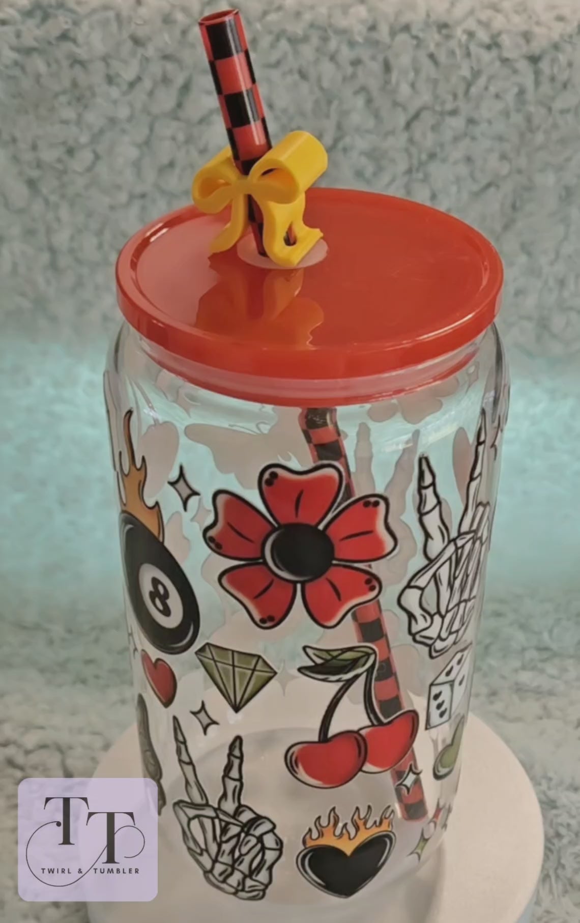 Skelly Peace Sign and 8-ball 16oz Tumbler