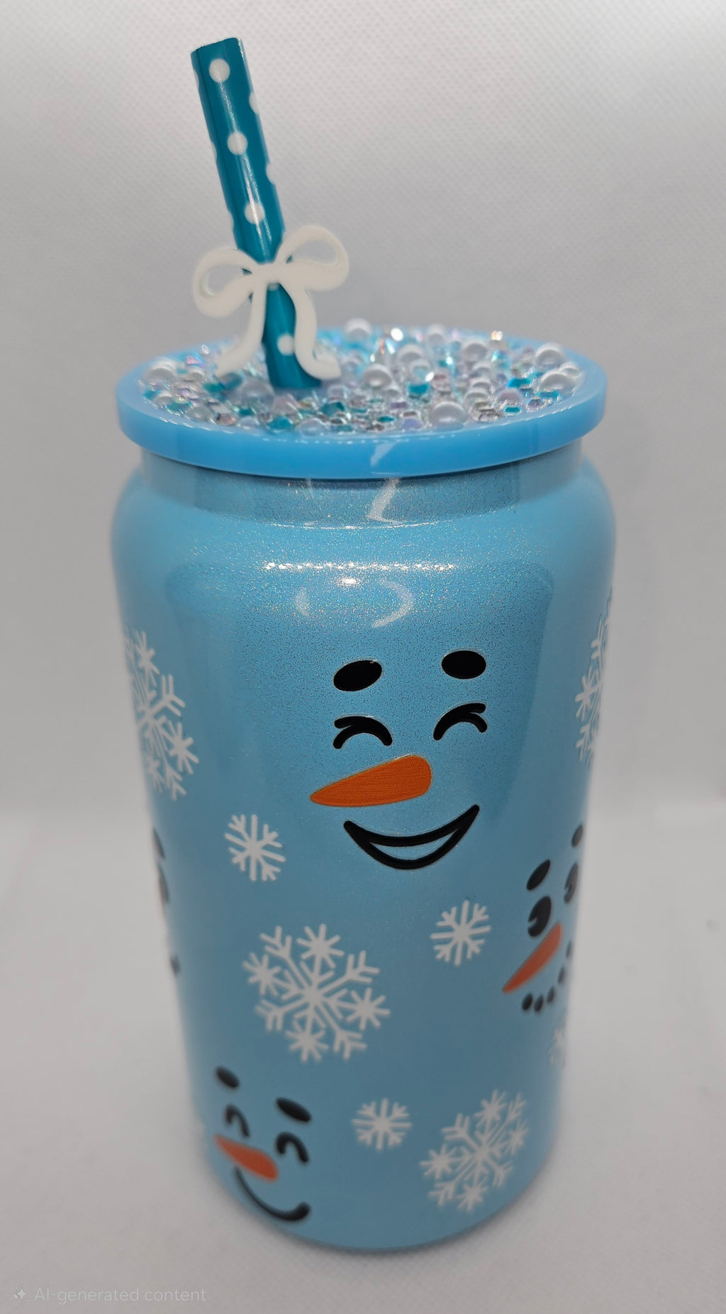 Snowman Faces and Snowflakes With Bling Lid
